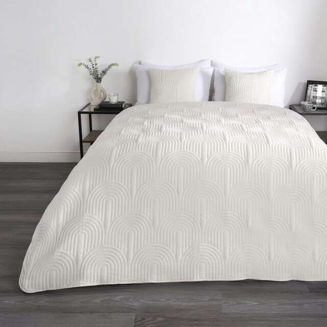 OHS Pinsonic Blanket Quilted Bedspread Bed, 200x240cm - Cream