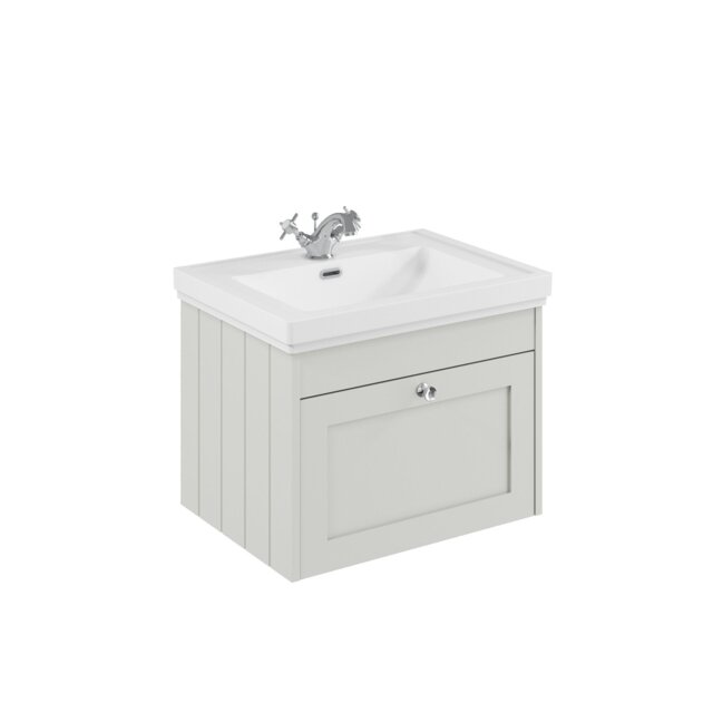Balterley Wall Hung 1 Drawer Unit with Classic Basin 1 Tap Hole White 431 x 600 x 453mm