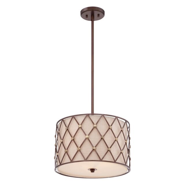 3 Light Medium Ceiling Pendant Copper Brown Lattice, E27