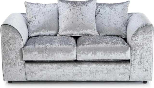 CHICAGO CRUSHED VELVET SOFA 2 SEATER IN SILVER
