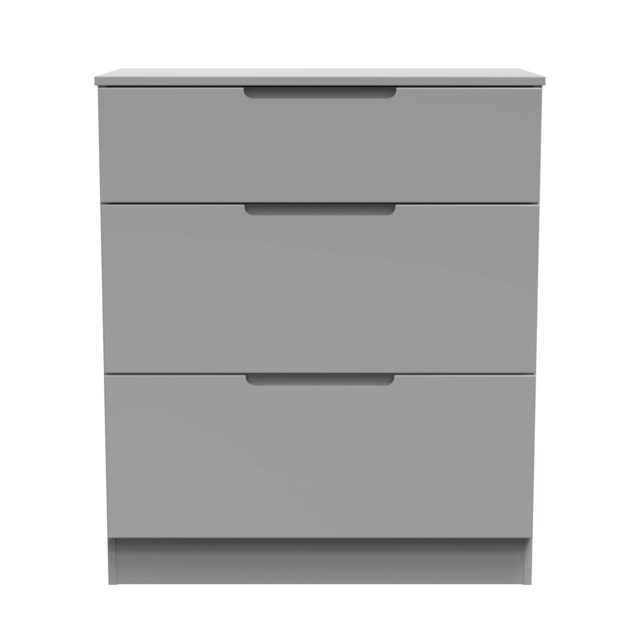 Lucca 3 Drawer Deep Chest of Drawers in Dusk Grey (Ready Assembled) Grey Dusk Grey