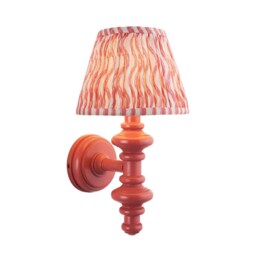 Carnaby Satin Pink Clay Paint Wall Light with Coral Pink Fabric Ripple Shade 20cm B22