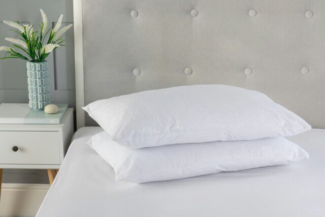 Terry Towel Waterproof Water Resistant Non Noisy Pillow Protectors 2PK Zippered Closing White