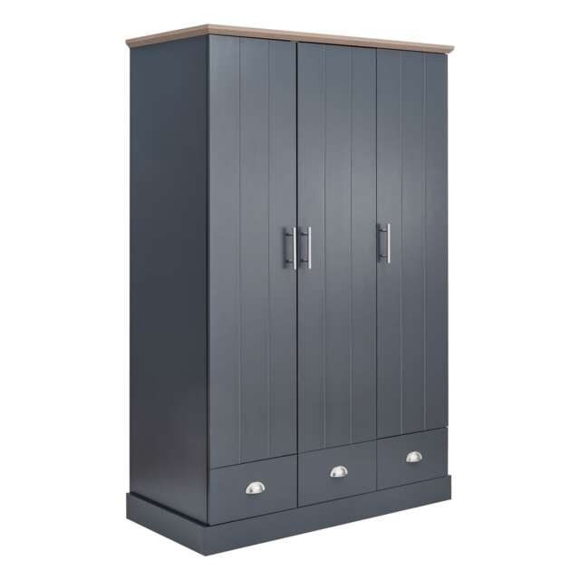 Kendal 3 Door 3 Drawer Wardrobe Blue Slate Blue
