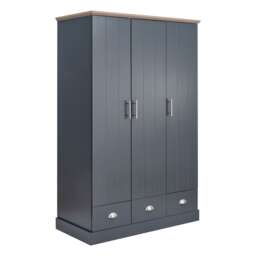 Kendal 3 Door 3 Drawer Wardrobe Blue Slate Blue