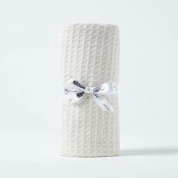 Homescapes Organic Cotton Waffle Baby Blanket Natural - 90 x 112 cm Cream 1