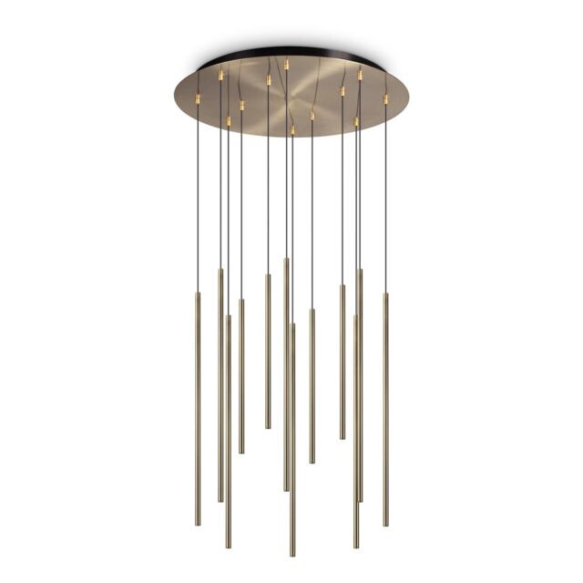 Filo LED 12 Light Cluster Pendant Ceiling Light Brass 2700K