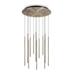 Filo LED 12 Light Cluster Pendant Ceiling Light Brass 2700K