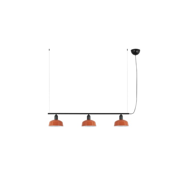 Tatawin Small Bar Pendant Ceiling Light Black, Gloss Reddish Orange 3x E27