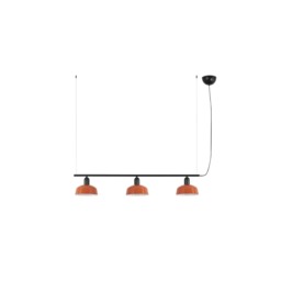 Tatawin Small Bar Pendant Ceiling Light Black, Gloss Reddish Orange 3x E27