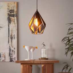 EGLO Carlton 1 Black/Copper Steel Single Pendant White