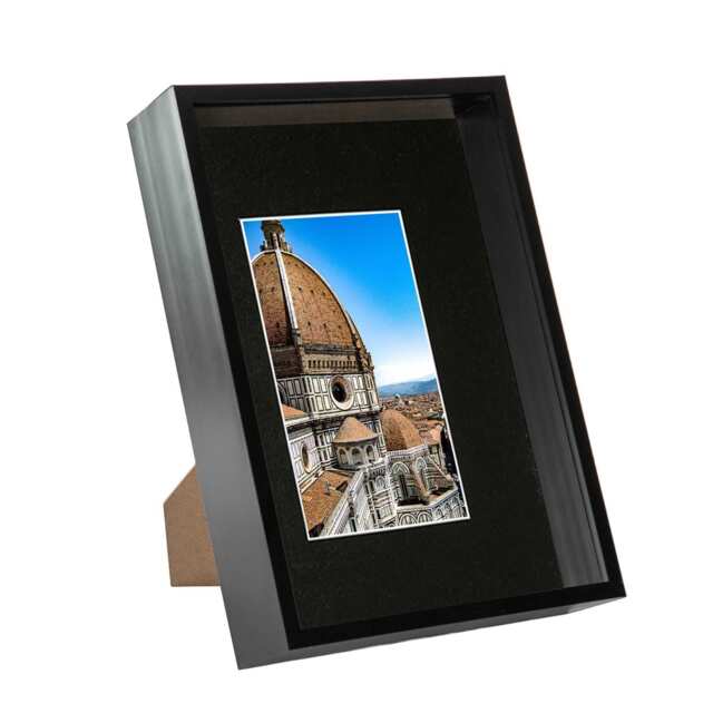 "Nicola Spring A4 (8 x 12"") Deep Photo Frame - Black/Black Mount - 3D Deep Box Picture Frame Display Case (31 x 22cm)"