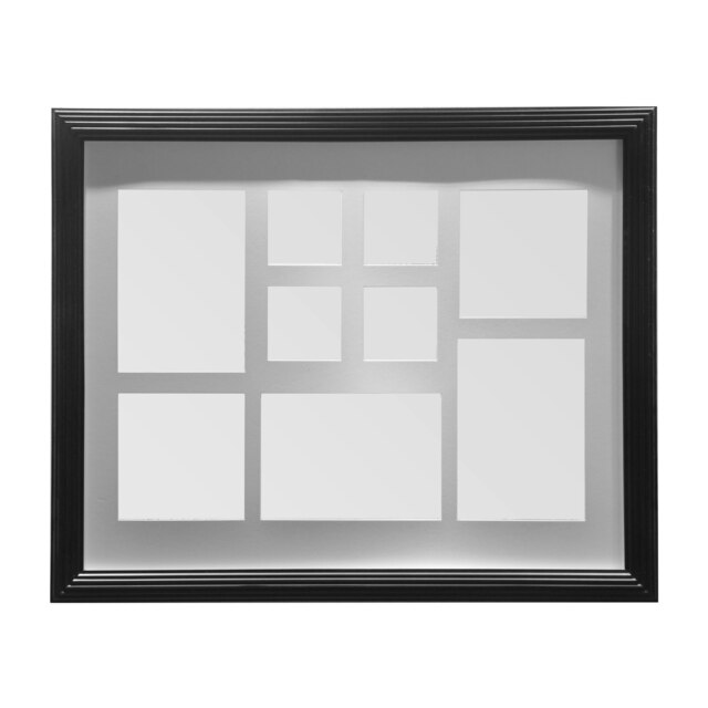 Luxe Black 9 Multi Photo Frame,Protective Glass Front Photos Display,Multi Picture Frame For Modern Interior Black One Size