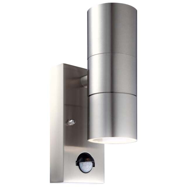 Blaze - Stainless Steel Outdoor Up Down Motion Sensor Wall Light Grey Clear 1