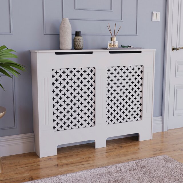 Vida Designs Oxford Radiator Cover Painted MDF Cabinet, White, 111cm