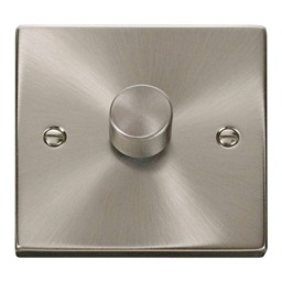 SE HOME Satin Brushed Chrome 1 Gang 2 Way LED 100W Trailing Edge Dimmer Light Switch Chrome Satin Chrome