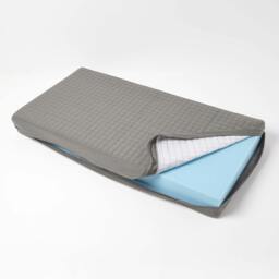 Homescapes Grey Quilted Cotton 2 Seater Orthopaedic Booster Cushion Cover Grey Grey 100 x 50 x 10 cm