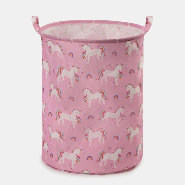 OHS Unicorn Print Clothes Shoes Toy Laundry Pop Up Organiser Storage Basket Pink