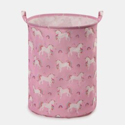 OHS Unicorn Print Clothes Shoes Toy Laundry Pop Up Organiser Storage Basket Pink