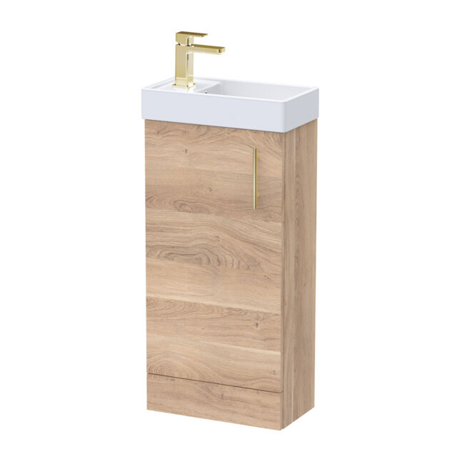 Balterley Bathroom Contemporary Floor Standing Vanity Unit Basin & Handle Easy To Install Brown Bleached Cuneo Oak