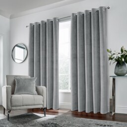 Luxury Enhanced Living Grey Velvet, Supersoft, Blackout, Thermal Pair of Curtains with Eyelet Top - 46 x 72 inch (117x183cm) Grey Grey 2