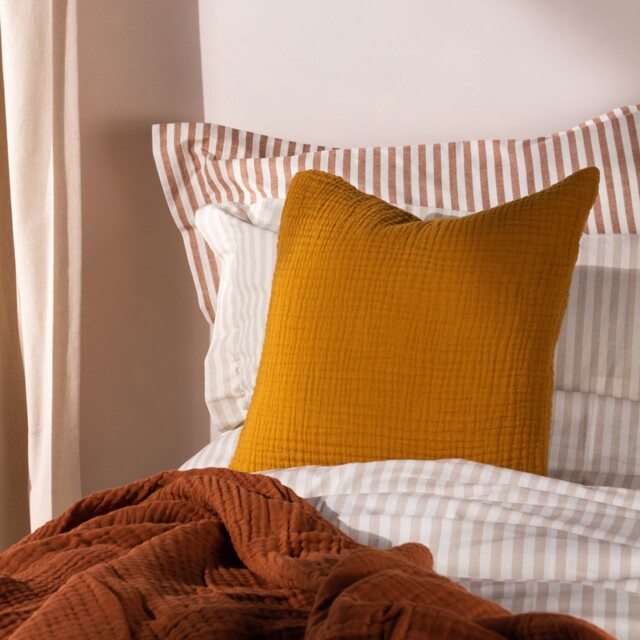 Yard Lark Muslin Cotton Cushion Orange Cumin 45 x 45cm 1