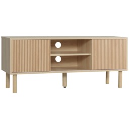 HOMCOM TV Stand Cabinet, TV Unit for TVs up to 50 , TV Cabinet with Storage Shelves, Sliding Doors and Cable Holes for Living Room, Bedroom, Natural Wood Finish