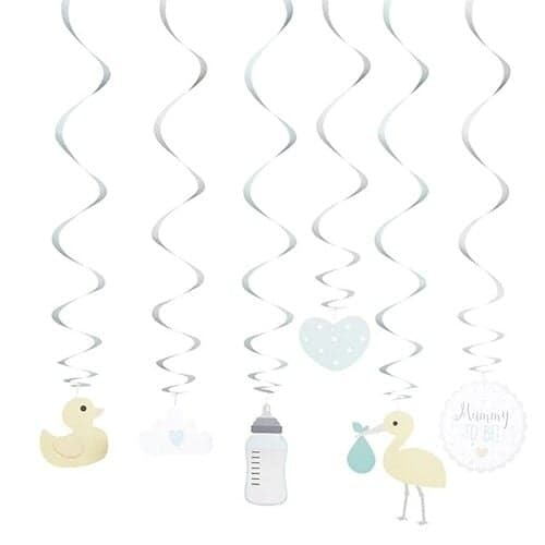 Pastel Baby Shower Hanging Swirl Decorations - Pack of 6