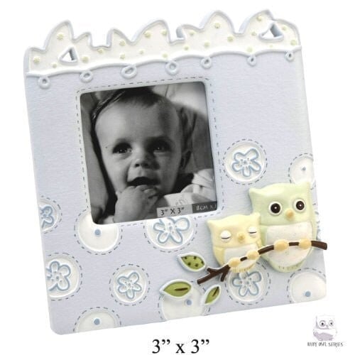 "Baby Owl Series Boys Blue Small Photo Frame - 3""x3"" Picture"