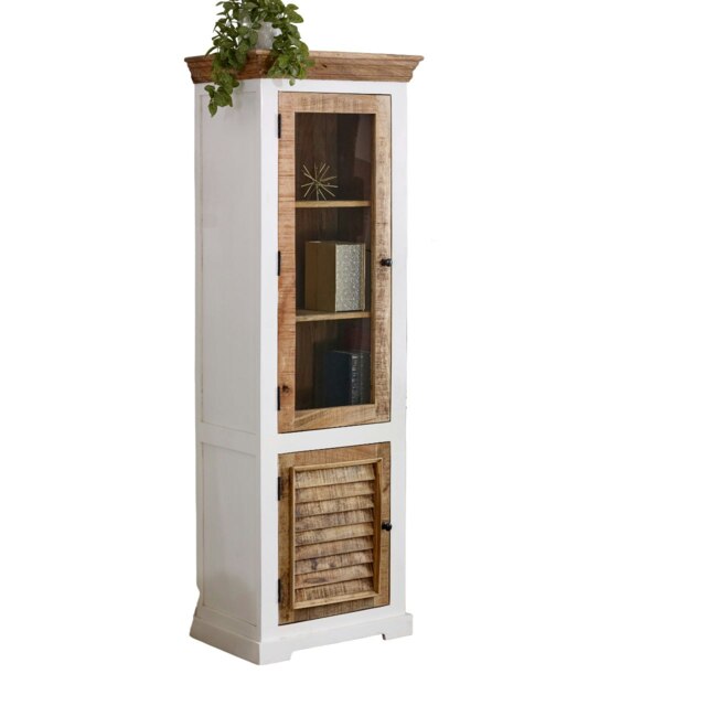 Milano Solid Mango Wood Bookcase White Multi