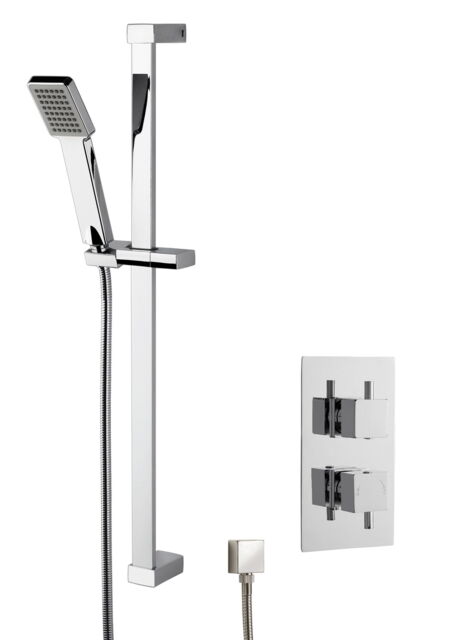 Balterley Contemporary Concealed Shower Valve Set Square - Twin Valve + Slide Rail Kit - JTY301