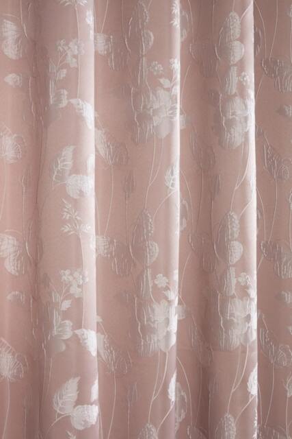 Meadows Lined Eyelet Jacquard Curtains 168cm x 228cm Blush Pink Pink Pink