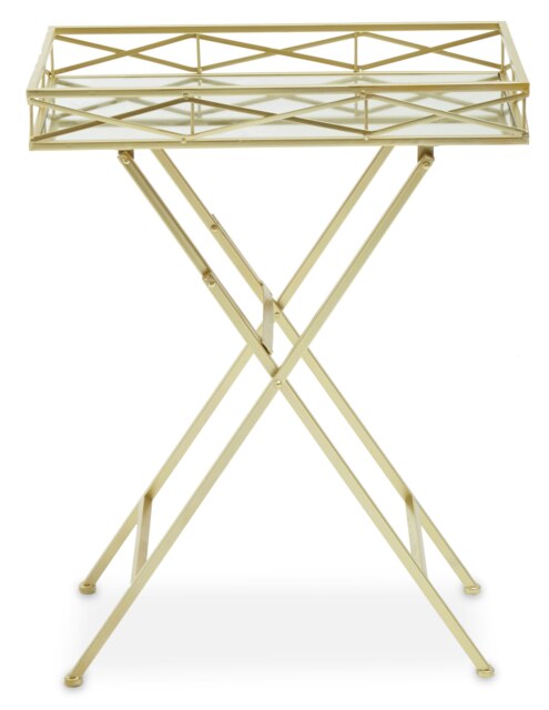 Jolie Rectangle Gold Tray Table Gold