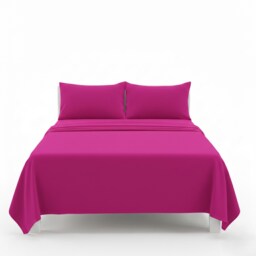 Easy Care Flat Bed Sheet Polycotton Durable Low Maintenance Bedding Pink Fuchsia