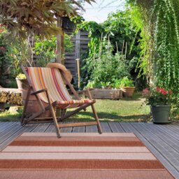 Reversible Outdoor Rugs in Tonal Stripes Design Duo Weave Collection