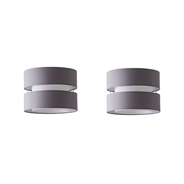 ValueLights Sophia Pair of Small Grey 2 Tier Ceiling Shades Grey