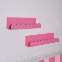 OHS Scallop Shelf Wall Mounted Storage Space Saving Modern Bedroom Pink Bright Pink