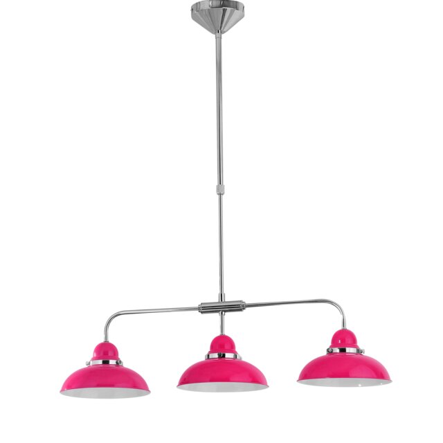Orsina Jasper Hot Pink and Chrome 3 Light Pendant