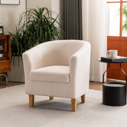 Fabric Tub Chair Colour Range Wooden Legs Armchair Living Room Modern Office Cream