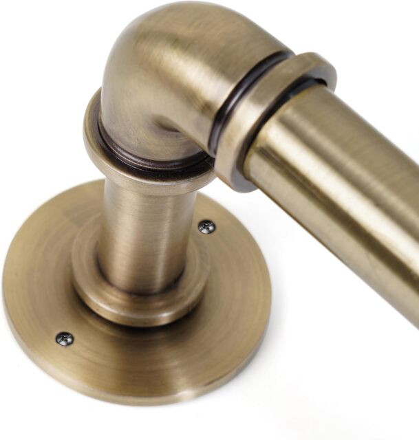 Lister Cartwright 25mm Antique Brass Industrial Pipe Extendable Curtain Pole Heavy Duty Metal Curtain Rod(120-210 cm)