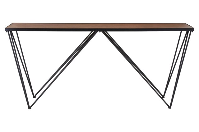Orsina Rectangular Console Table, Metal and Wood Console Table, Industrial Console Table, Wood Top Console Table