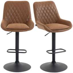 HOMCOM PU Leather Padded Bar Stools Set of 2 with Metal Base, Orange