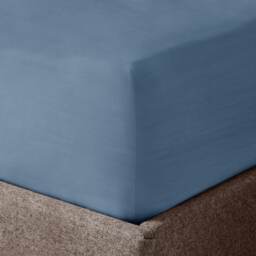 Velosso Washed Linen Look Fitted Sheet Blue Blue Double