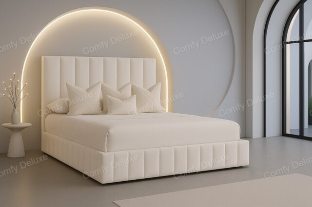 White 3ft Single Plush Velvet Astro Bed Frame Solid Base