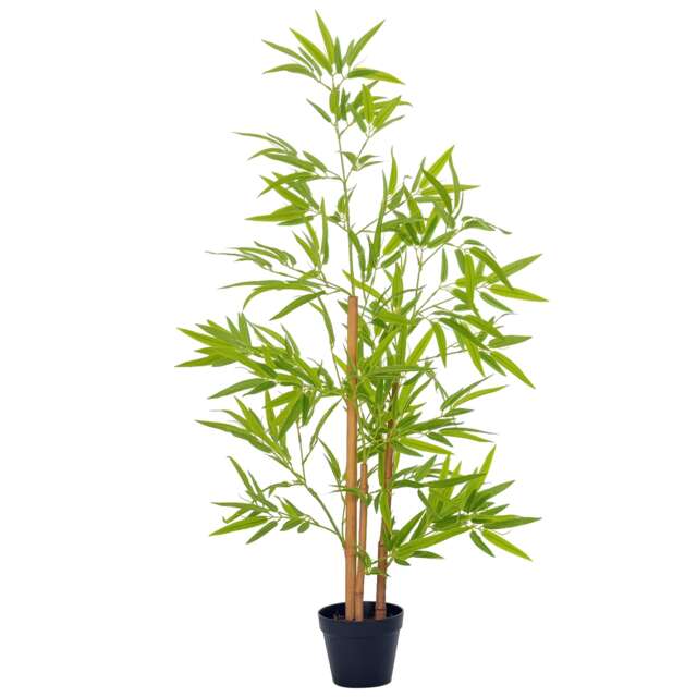 Outsunny Set of 2 120cm4FT Artificial Bamboo Trees Decorative Plant w Heavy Pot Indoor Style Home Office Greenery Decoration