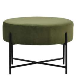Lakeland Furniture Avon Olive Green Velvet Black Leg 1 Foot Stool