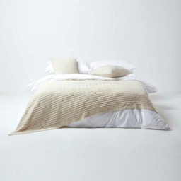 Homescapes Cotton Cable Knit Throw - Natural - 150 x 200 cm