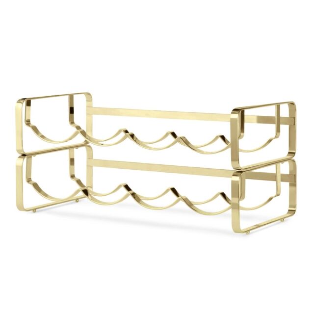 Stackable Wine Bottle Rack Metal Storage Stand Gold Chrome