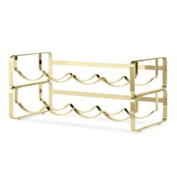 Stackable Wine Bottle Rack Metal Storage Stand Gold Chrome