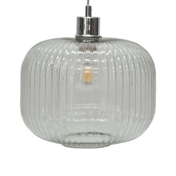 Batley Large - Clear Ribbed Glass Easy Fit Pendant Shade Clear Medium 1